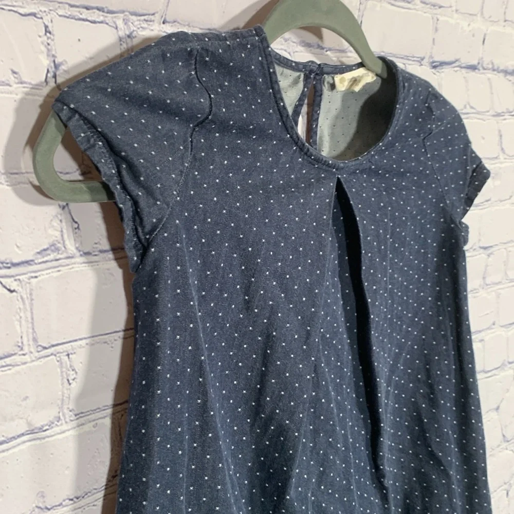 Tucker + Tate Girls Dress Polka Dot Blue Chambray Size 8 - Picture 2 of 6